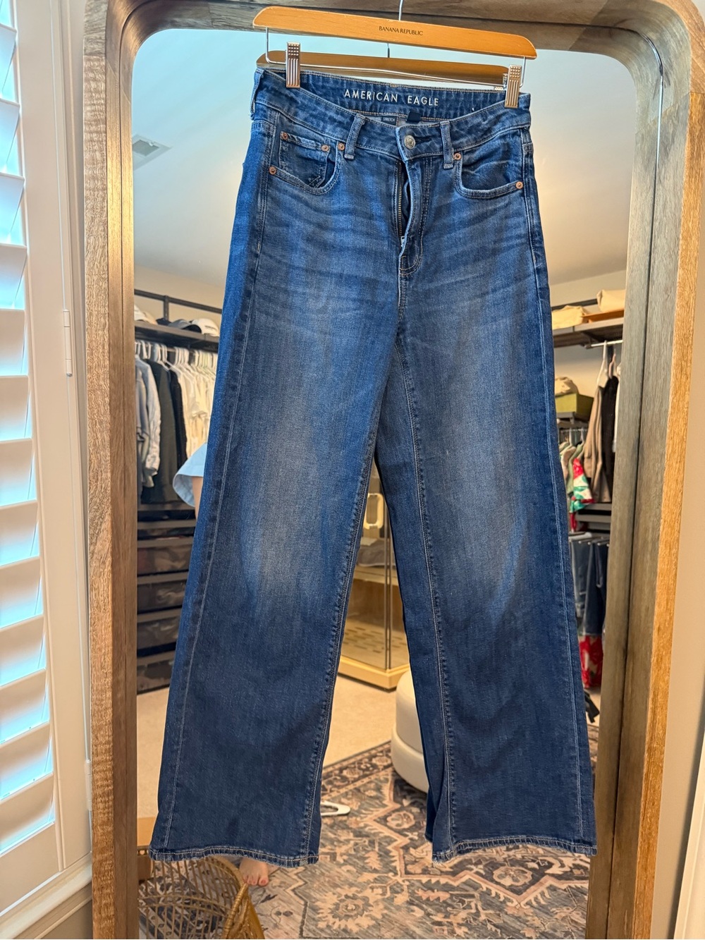 American Eagle Stretch Dark Blue Denim Jeans wide leg